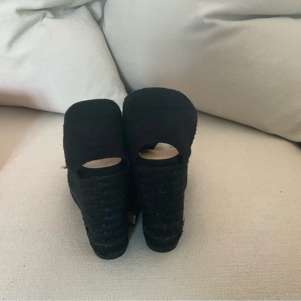 NWT CASTANER CARINA 110 BLACK WEDGE ESPADRILLES SIZE IT 38 .